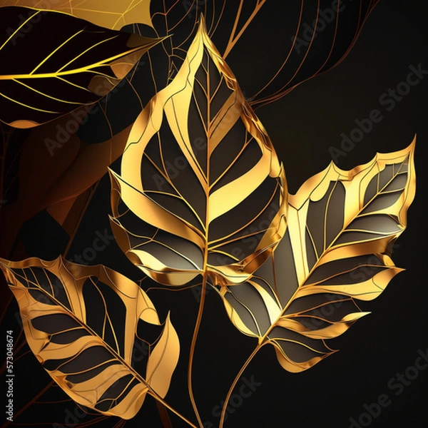 Fototapeta Gold lined leaves_05