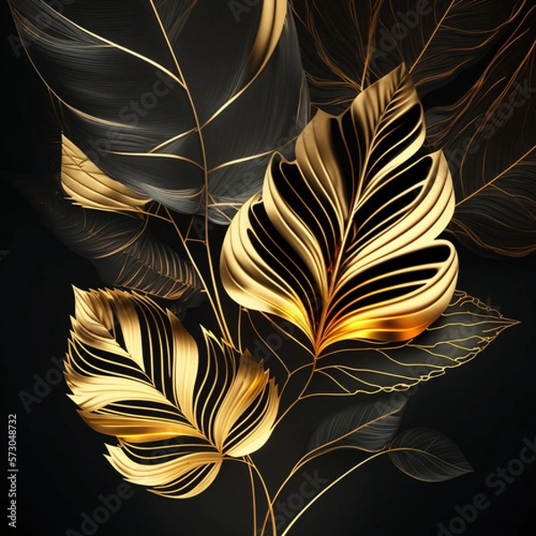 Fototapeta Gold lined leaves_06