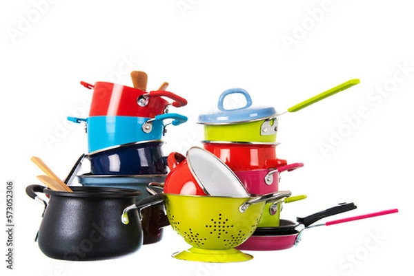 Fototapeta Kitchen utensil pots and pans