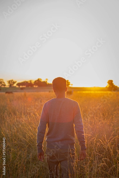 Fototapeta person in the field