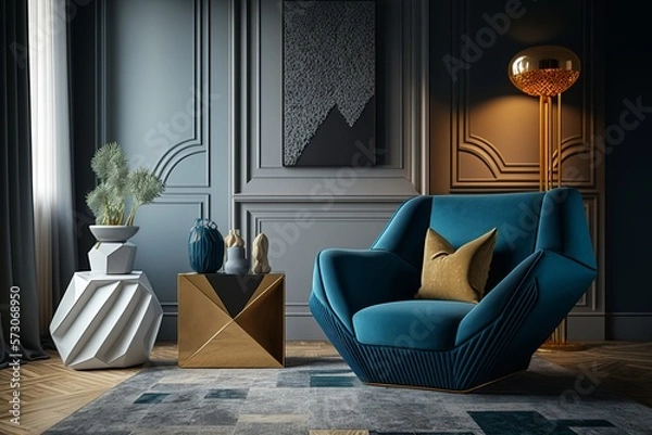 Fototapeta Sophisticated Living Room Design with Stylish Armchair