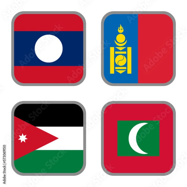 Fototapeta 世界の国旗アイコンセット☆アジア☆