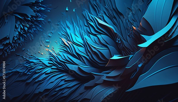 Fototapeta Abstract blue waves created with generative AI technology
