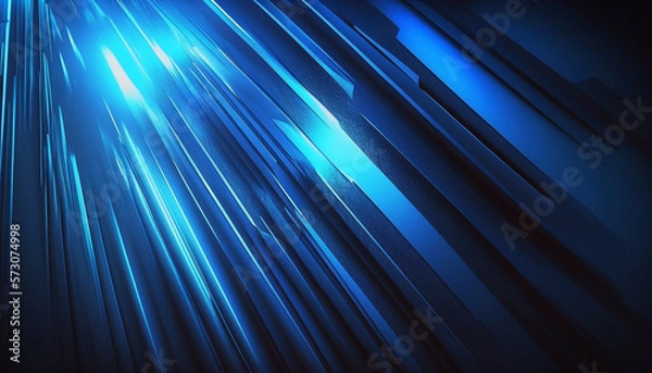 Fototapeta Metallic Blue lines created with generative AI technology