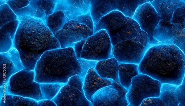Fototapeta Blue Lava and stones created with generative AI technology