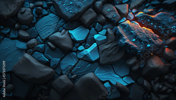 Fototapeta Blue stones created with generative AI technology