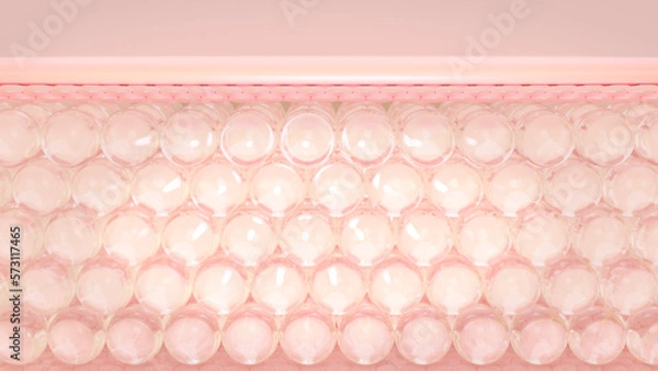Fototapeta Layers of skin cells. skin tone. Skin background layers under a microscope. 3D Rendering