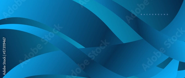 Fototapeta Smooth flow of wavy shapes with gradient vector abstract background, energy movement dark blue design curved lines, relaxing music or technology sound.