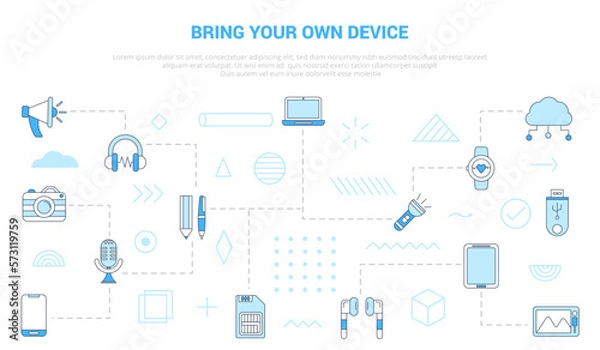 Fototapeta byod bring your own devices concept with icon set template banner with modern blue color style