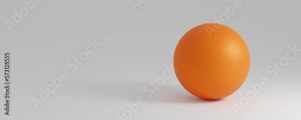 Fototapeta Orange ball on white background. Minimal 3D background illustration. Orange sphere shape object on empty bright white background.