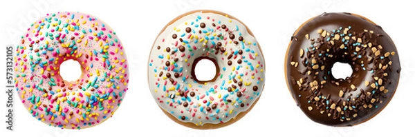 Obraz Cutout donuts on transparent background. Generative AI image