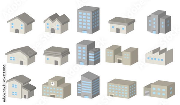 Obraz 建物立体アイコンセット