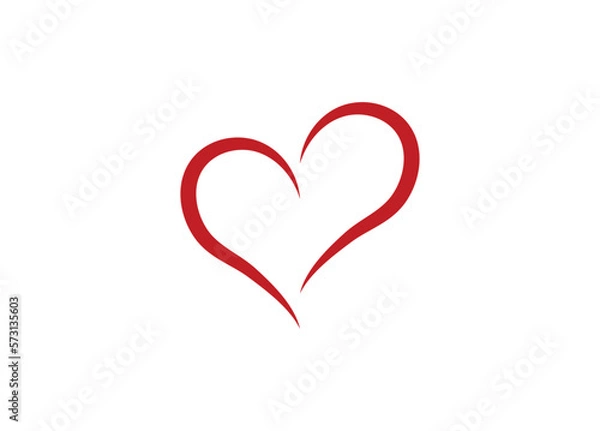 Fototapeta Abstract heart shape outline. Vector illustration. Red heart icon in flat style.