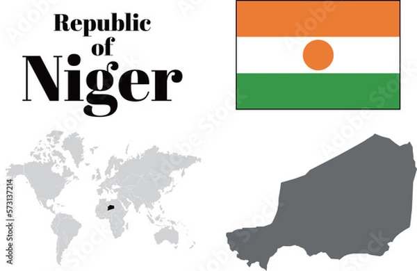 Fototapeta ニジェール　国旗/地図/領土