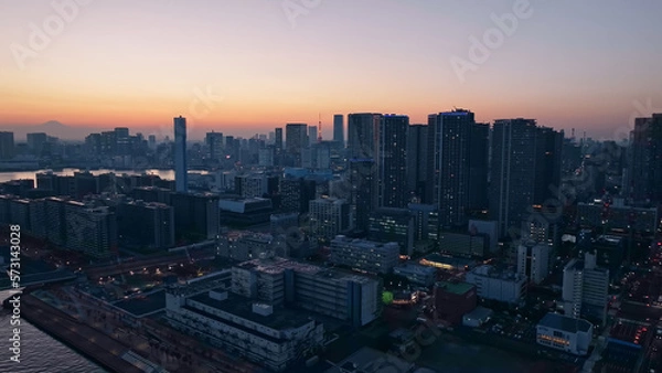 Fototapeta 都市の夕景　空撮