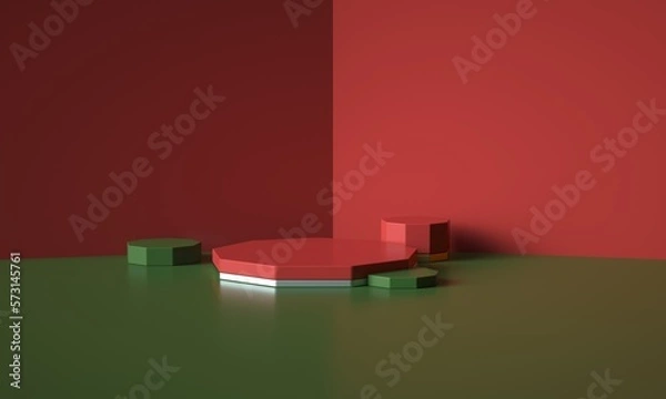 Fototapeta 3D rendered geometric booth background