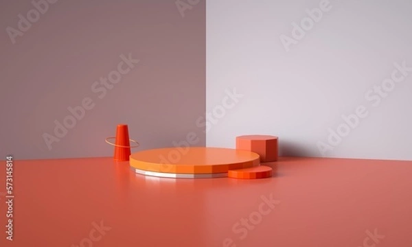 Fototapeta 3D rendered geometric booth background