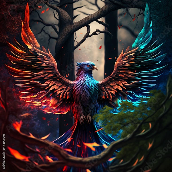 Obraz blue and red phoenix