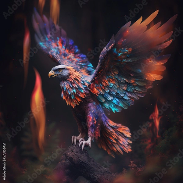 Obraz blue and red phoenix