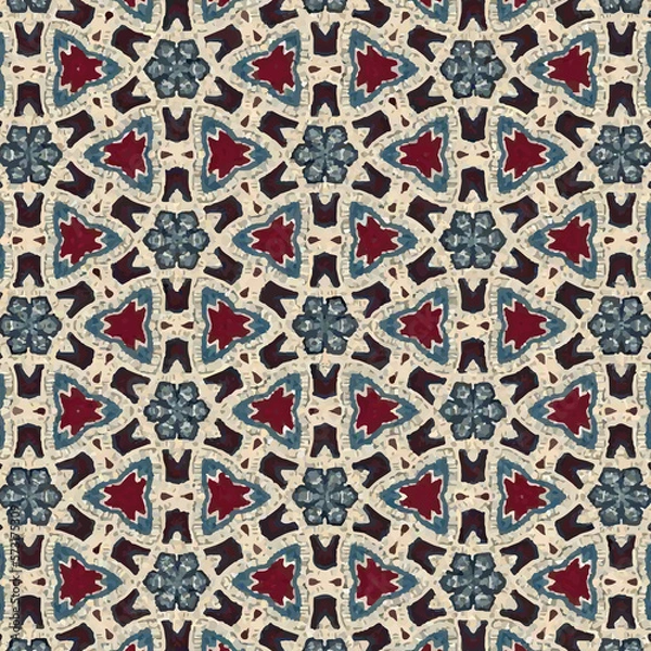 Fototapeta Ikat,batik print,Abstract ,madhubani,kalamkari,block-print,Geometric,Ajrakh Pattern and Background digital printing textile
