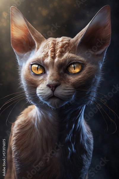 Fototapeta Portrait cute white kitty cat, generative AI