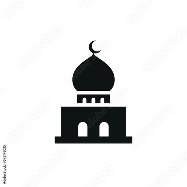 Fototapeta Mosque flat icon isolated on white background. Islamic ramadan icon vector