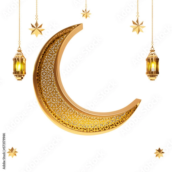 Obraz Ramadan lantern and crescent moon cutout