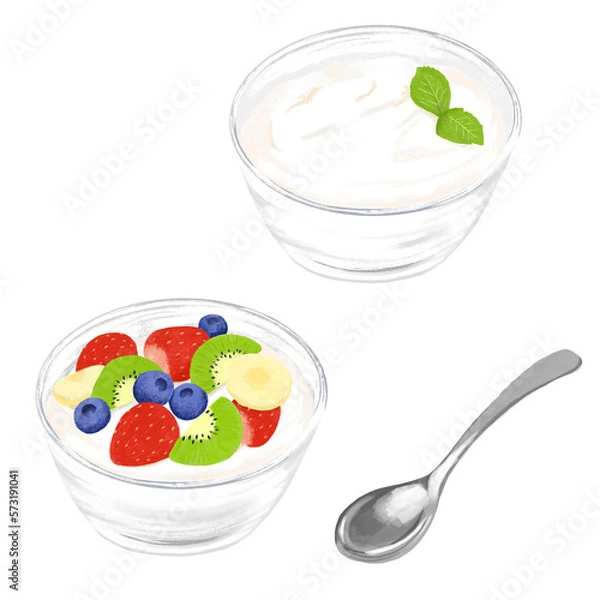 Obraz プレーンヨーグルトとフルーツヨーグルト