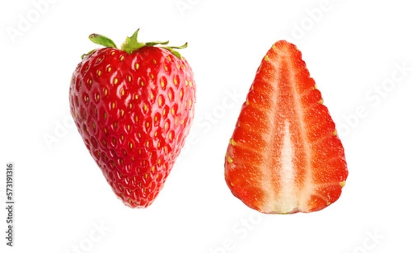Fototapeta Set of fresh strawberries isolated on transparent background
