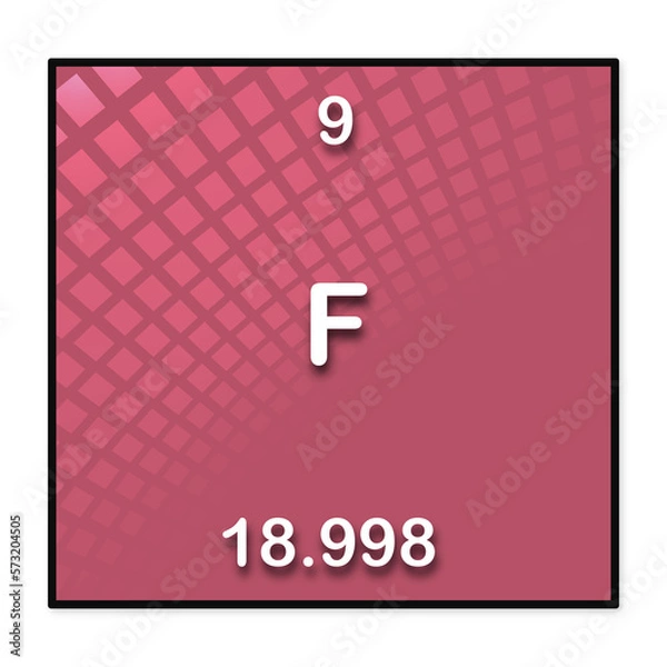 Obraz Illustrazione con simbolo elemento chimico gas Fluoro su sfondo trasparente