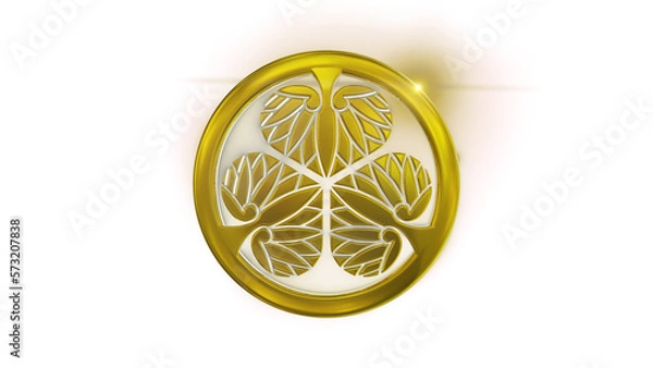 Obraz 金色に輝く立体の葵の紋
