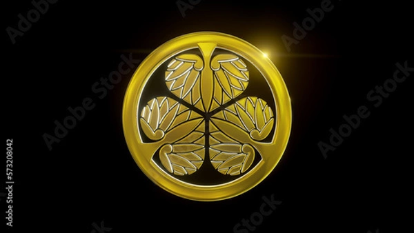 Obraz 金色に輝く立体の葵の紋
