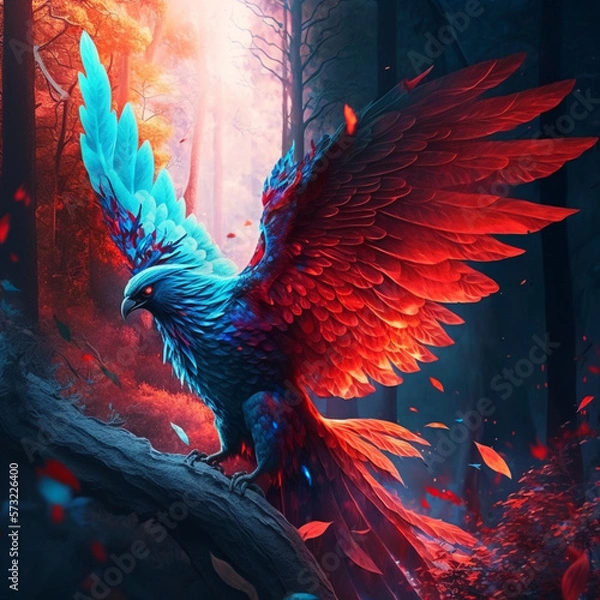 Obraz blue and red phoenix