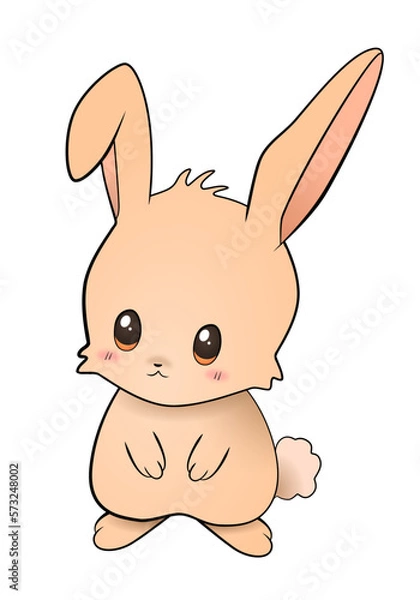 Fototapeta Cute rabbit, anime style. Chinese zodiac, year of the rabbit. Vector animal