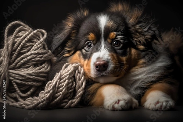 Obraz Adorable fluffy dog. Generative AI.