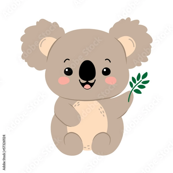 Obraz Cute little koala. Vector cartoon illustration, isolated on a white background. Scandinavian style flat design. Concept for children print.	