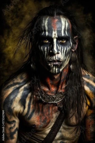 Obraz Fierce warrior with warpaint.