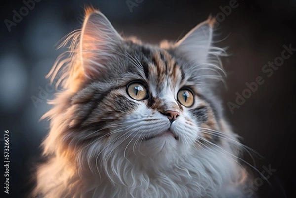 Fototapeta Adorable fluffy cat. Generative AI.