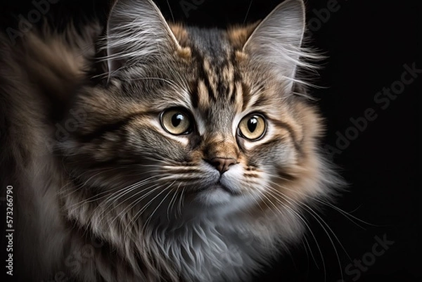 Fototapeta Adorable fluffy cat. Generative AI.