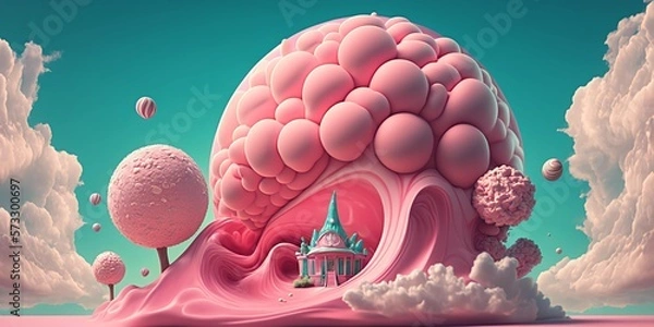 Obraz Pink bubblegum dream. Generative AI.