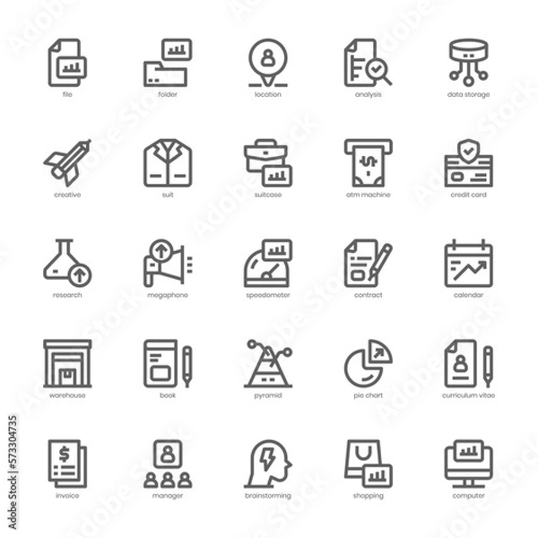 Fototapeta Business Analysis icon pack for your website design, logo, app, and user interface. Business Analysis icon outline design. Vector graphics illustration and editable stroke.