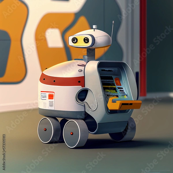 Obraz small grocery delivery robot. created using Generative All Technology