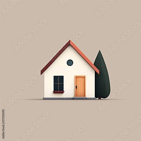 Fototapeta Minimalistic simple house icon. Generative AI.