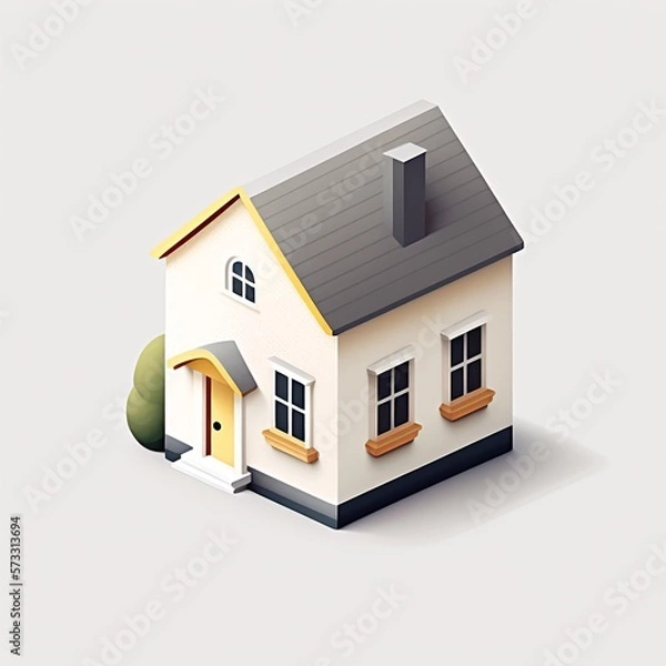 Fototapeta Minimalistic simple house icon. Generative AI.