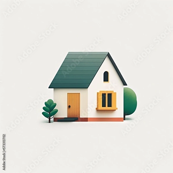 Fototapeta Minimalistic simple house icon. Generative AI.