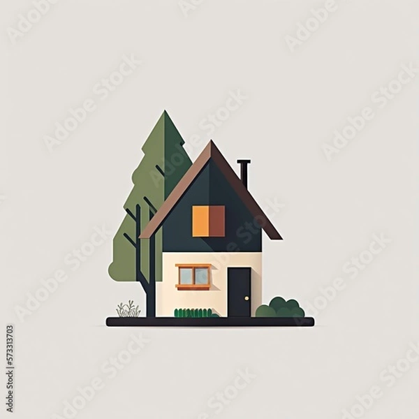 Fototapeta Minimalistic simple house icon. Generative AI.