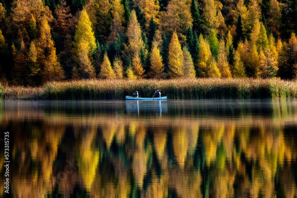 Fototapeta Autumn Colors Canada canoe