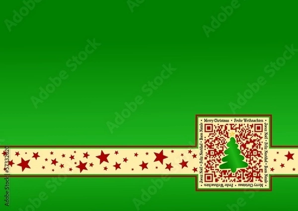 Fototapeta International Christmas-Card with QR Code - Green