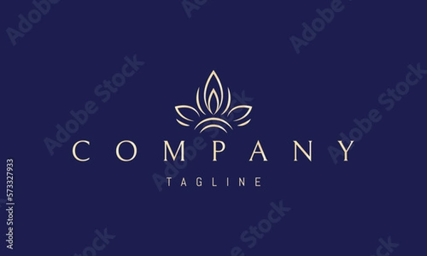 Fototapeta Vector golden logo on which an abstract image of the sun where instead of rays there are flower petals.