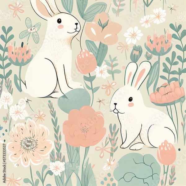 Obraz easter seamless pattern with rabbits